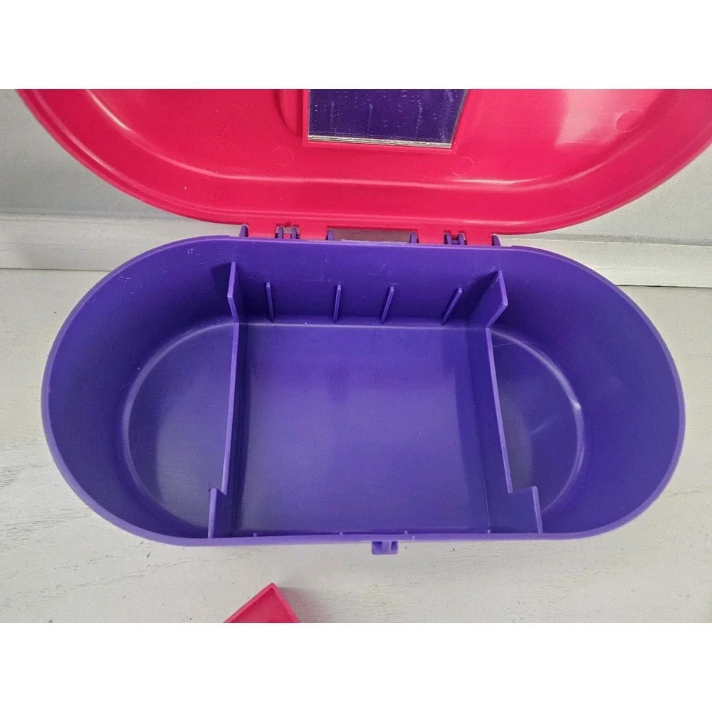 Vintage 90's Mini Organizer Jewelry Make-up Trinkets Pink And Purple‎